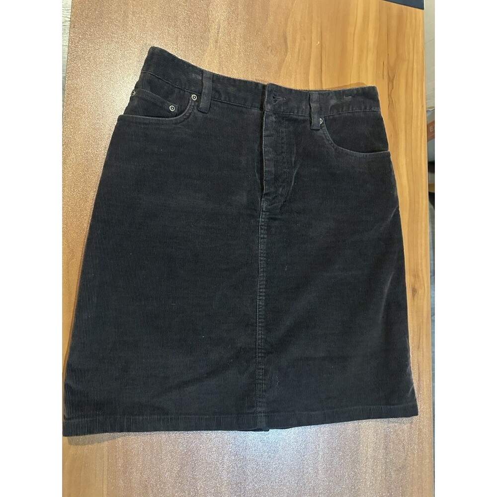 L.L.Bean Sz 8 Regular Corduroy Skirt Brown Cotton Stretch Pockets Knee Length